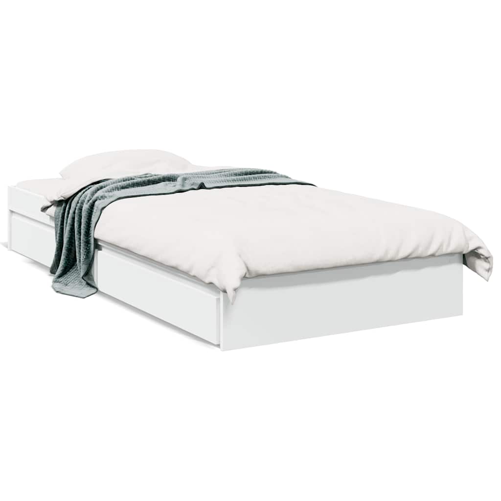 Bed Frame with Drawers without Mattress White 90x200 cm