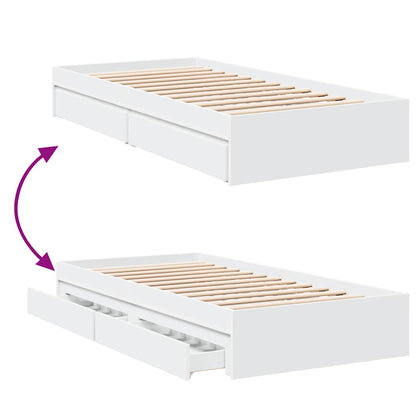 Bed Frame with Drawers without Mattress White 90x200 cm