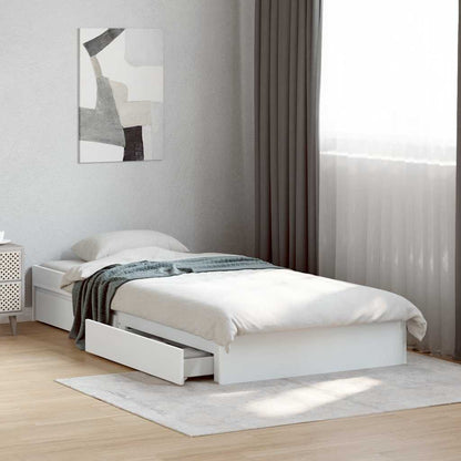 Bed Frame with Drawers without Mattress White 90x200 cm