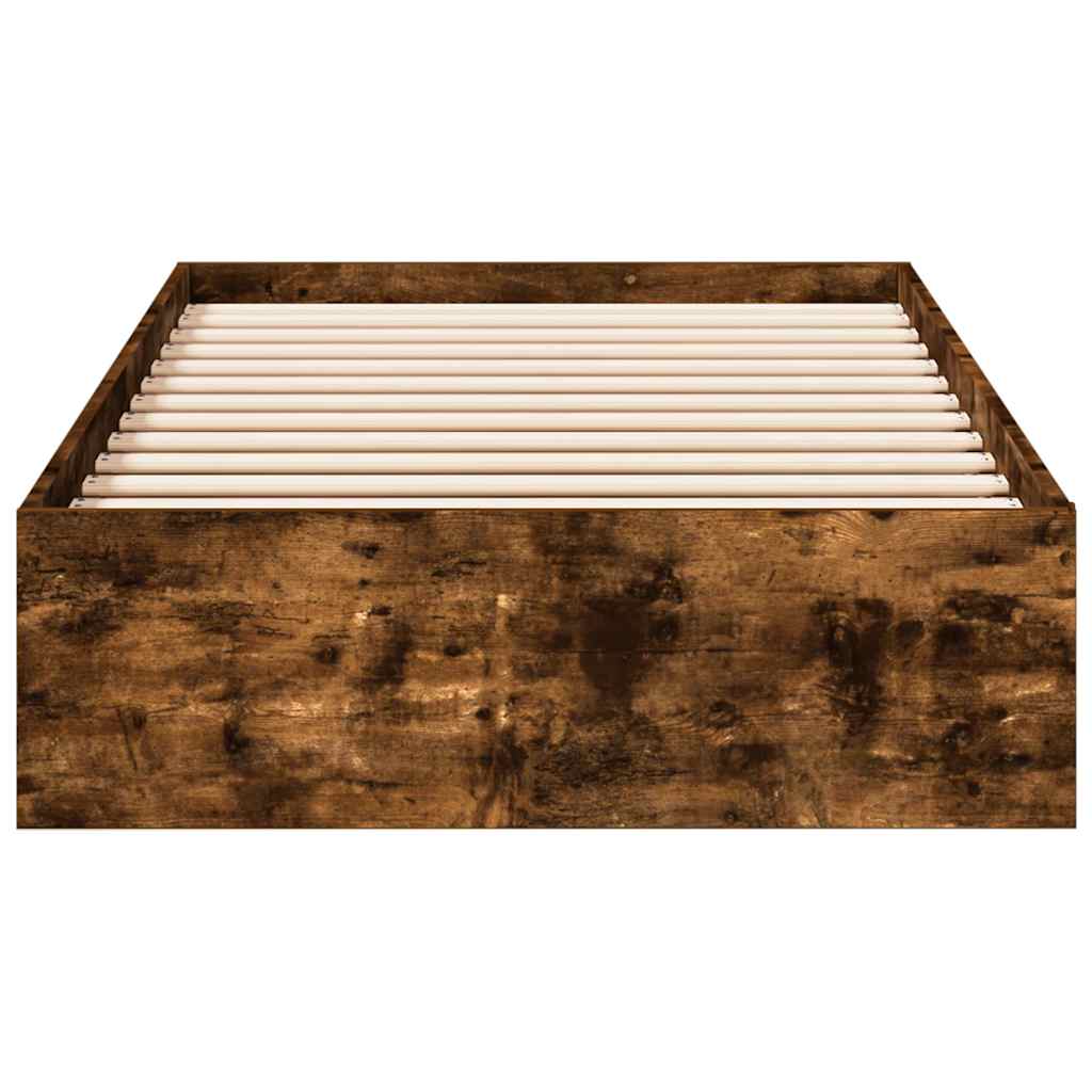 Bed Frame with Drawers without Mattress Smoked Oak 90x200 cm