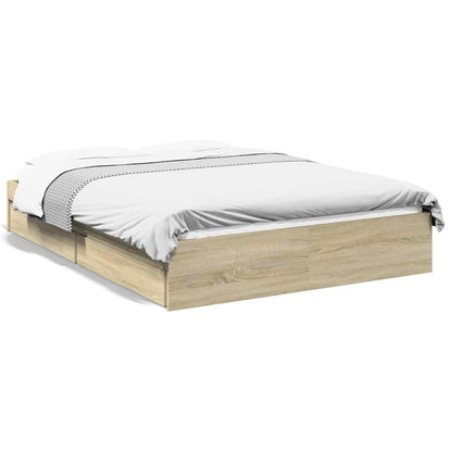 Bed Frame with Drawers without Mattress Sonoma Oak 140x190 cm