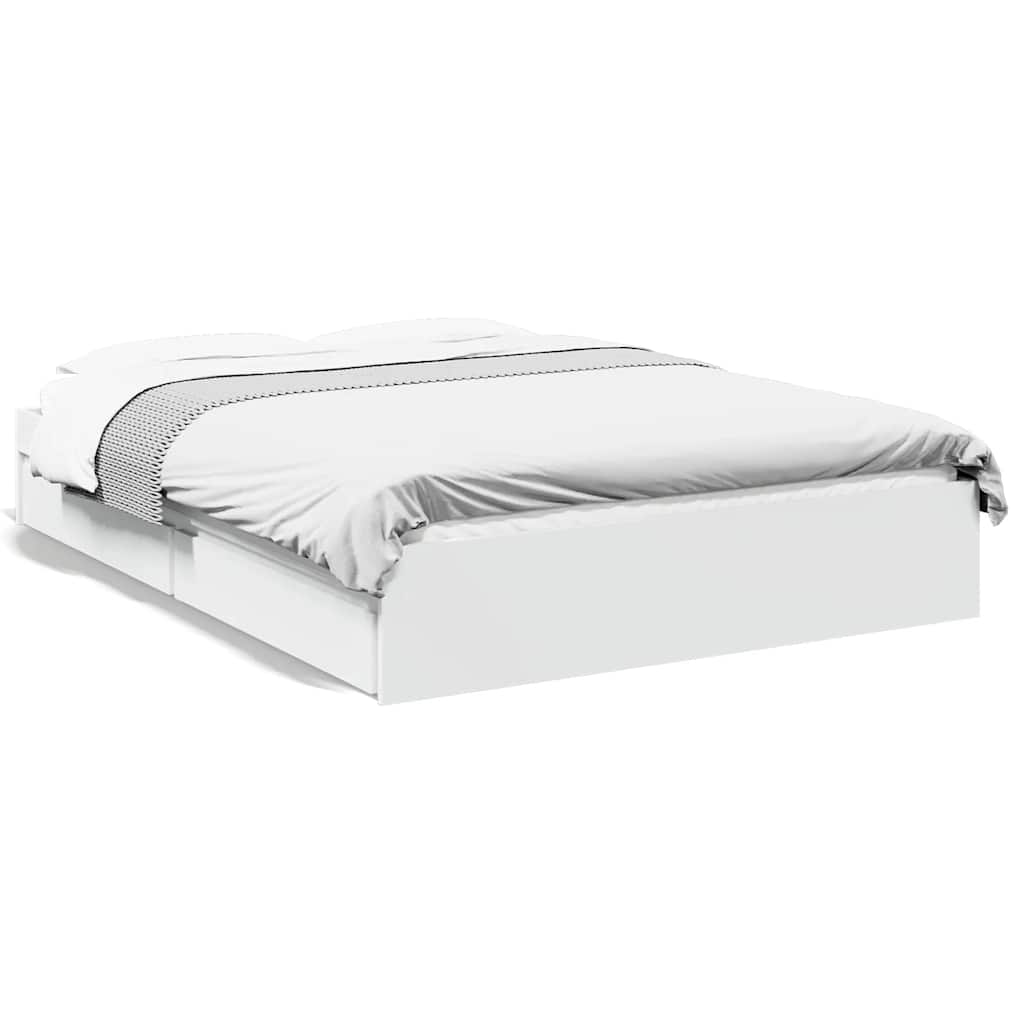 Bed Frame with Drawers without Mattress White 135x190 cm