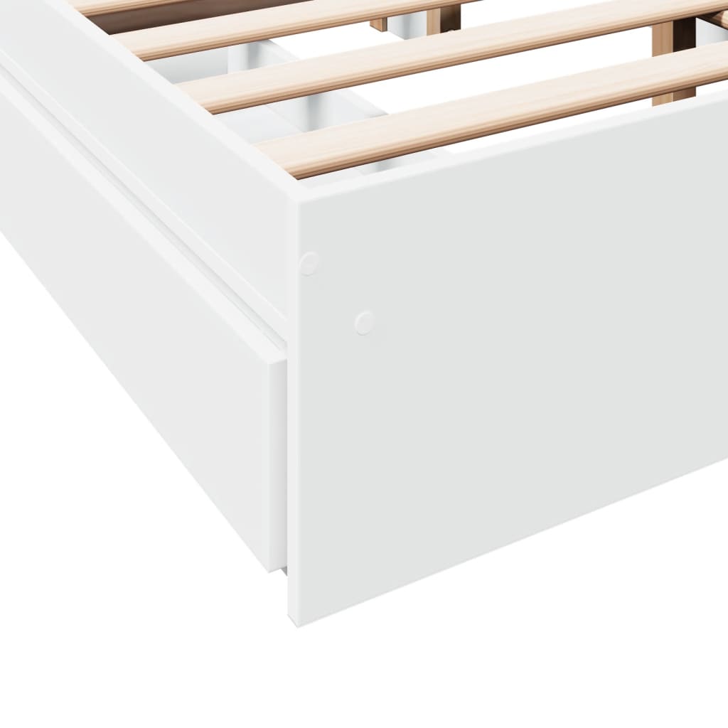 Bed Frame with Drawers without Mattress White 135x190 cm Double