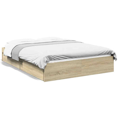 Bed Frame with Drawers without Mattress Sonoma Oak 135x190 cm