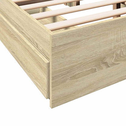 Bed Frame with Drawers without Mattress Sonoma Oak 135x190 cm