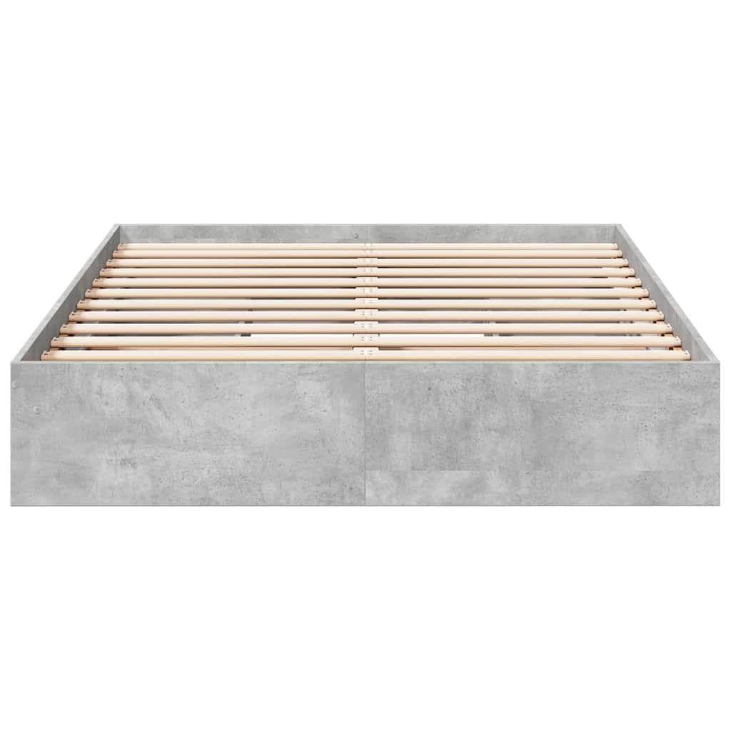 Bed Frame with Drawers without Mattress Concrete Grey 135x190cm