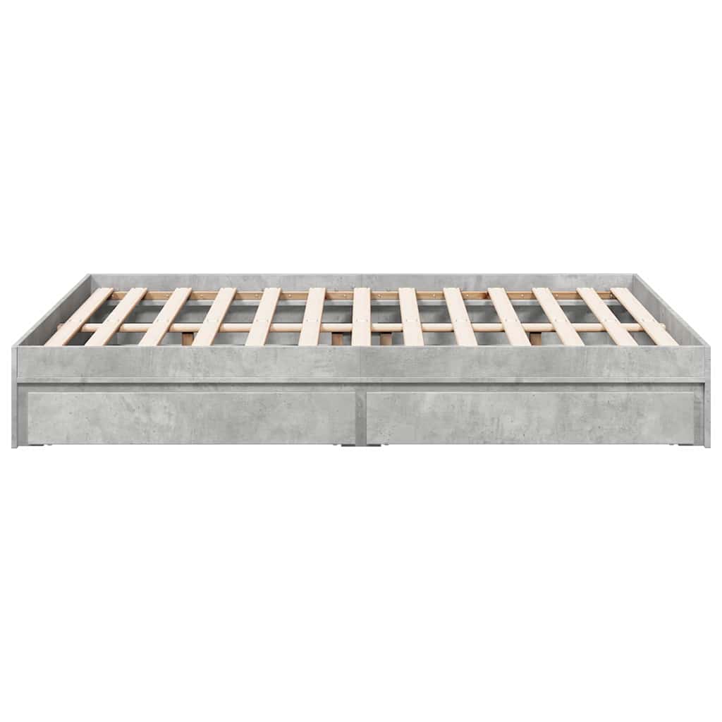 Bed Frame with Drawers without Mattress Concrete Grey 135x190cm