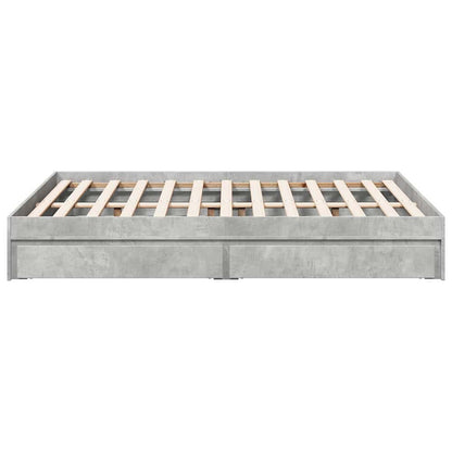 Bed Frame with Drawers without Mattress Concrete Grey 135x190cm