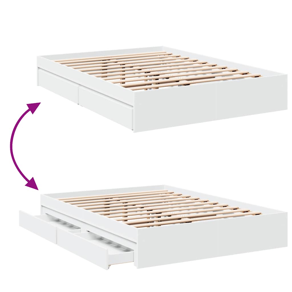 Bed Frame with Drawers without Mattress White 120x190 cm