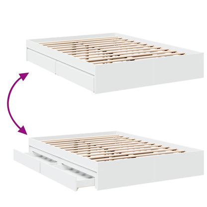 Bed Frame with Drawers without Mattress White 120x190 cm