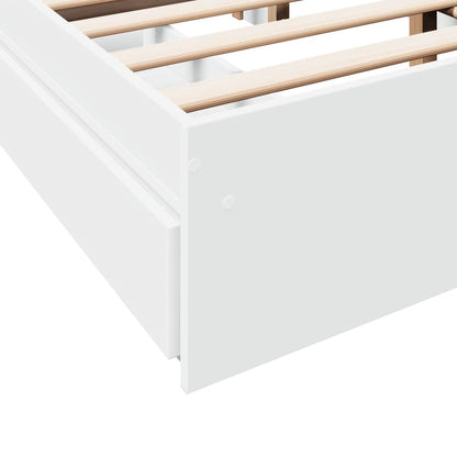 Bed Frame with Drawers without Mattress White 120x190 cm Small Double