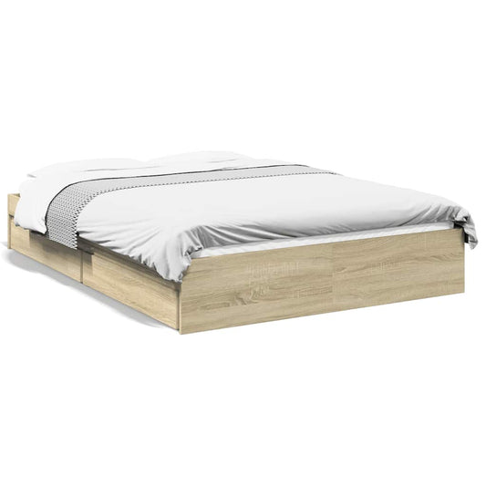 Bed Frame with Drawers without Mattress Sonoma Oak 120x190 cm