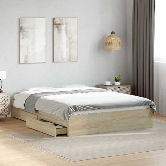 Bed Frame with Drawers without Mattress Sonoma Oak 120x190 cm