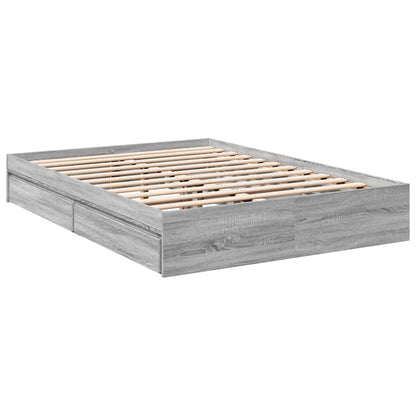 Bed Frame with Drawers without Mattress Grey Sonoma 120x190 cm