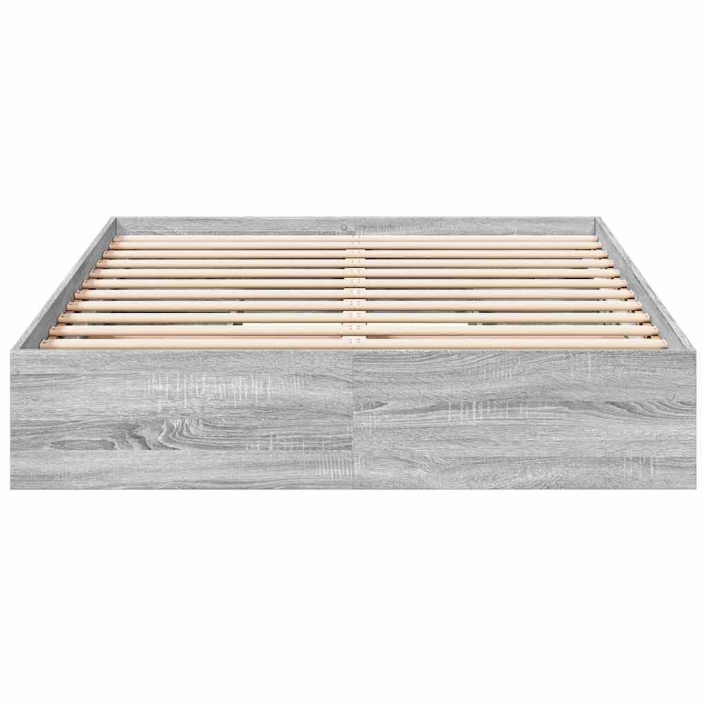 Bed Frame with Drawers without Mattress Grey Sonoma 120x190 cm
