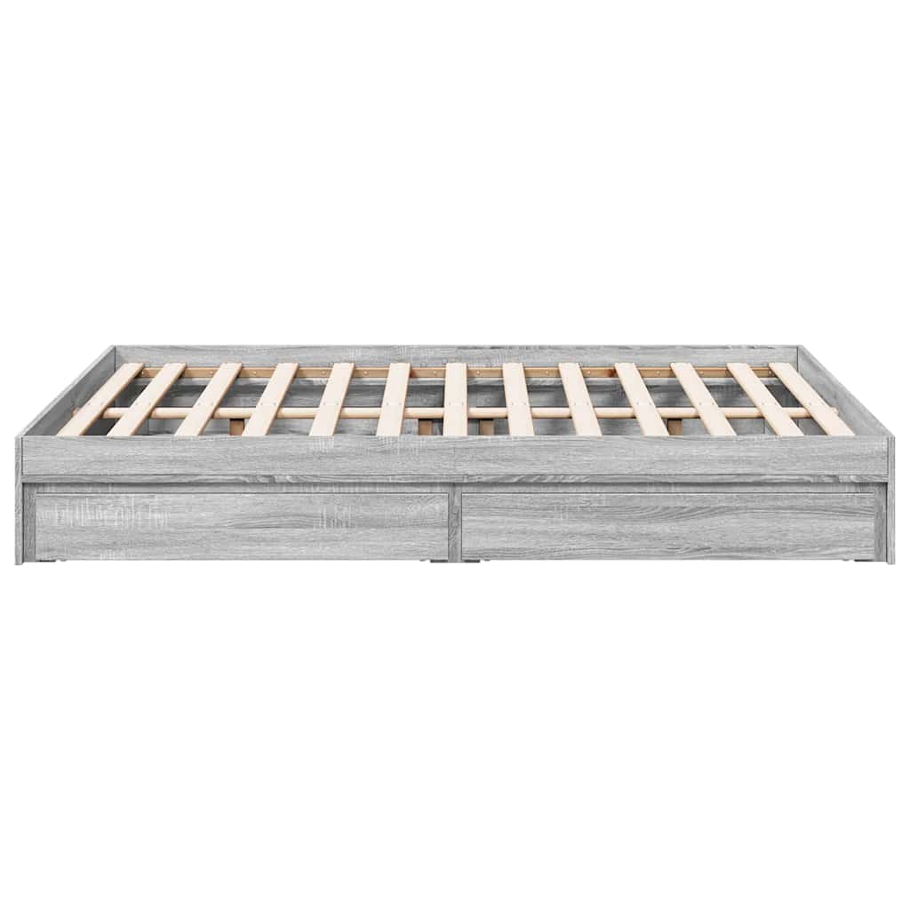 Bed Frame with Drawers without Mattress Grey Sonoma 120x190 cm