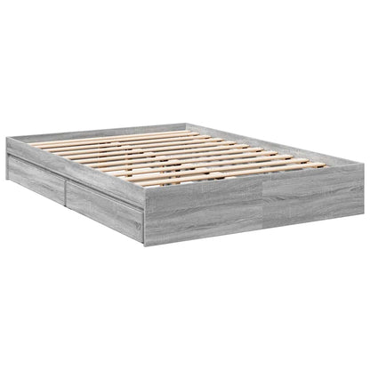 Bed Frame with Drawers without Mattress Grey Sonoma 120x190 cm
