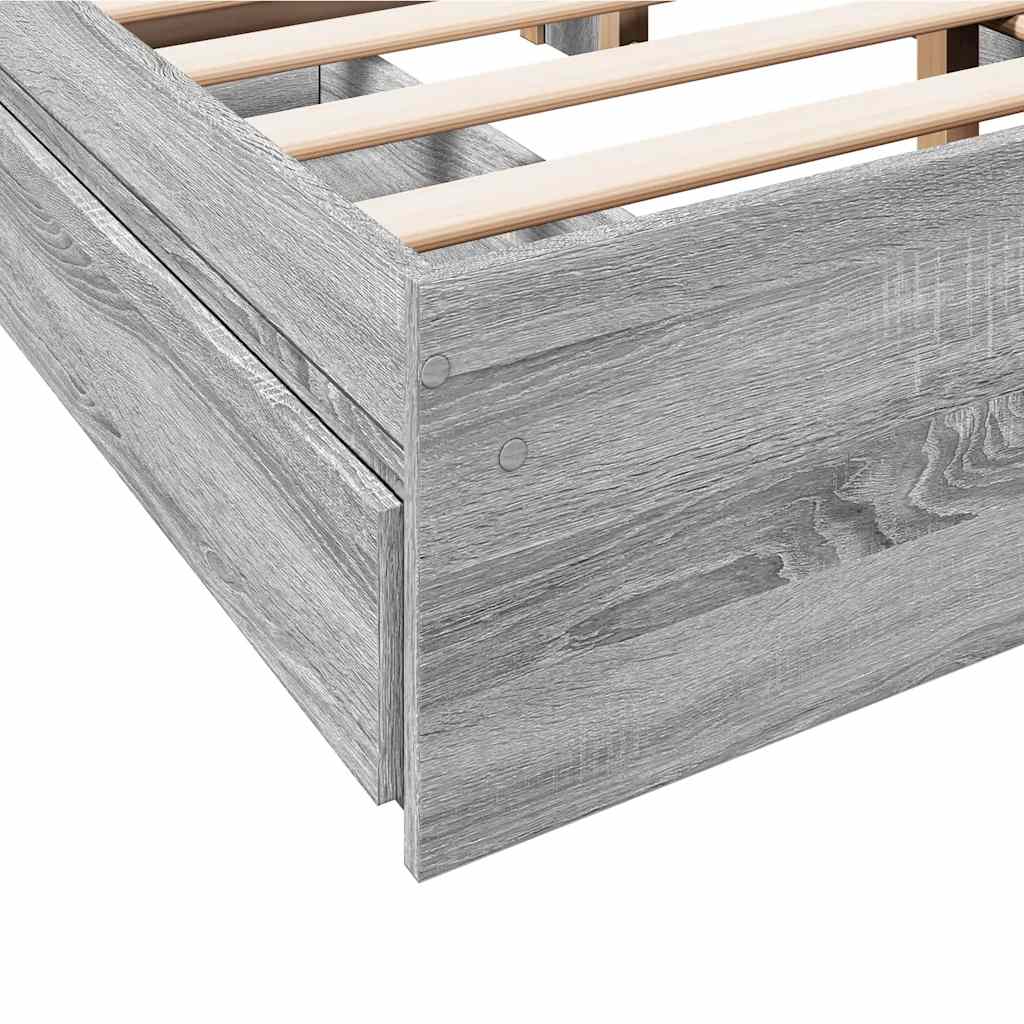 Bed Frame with Drawers without Mattress Grey Sonoma 120x190 cm
