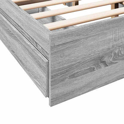 Bed Frame with Drawers without Mattress Grey Sonoma 120x190 cm
