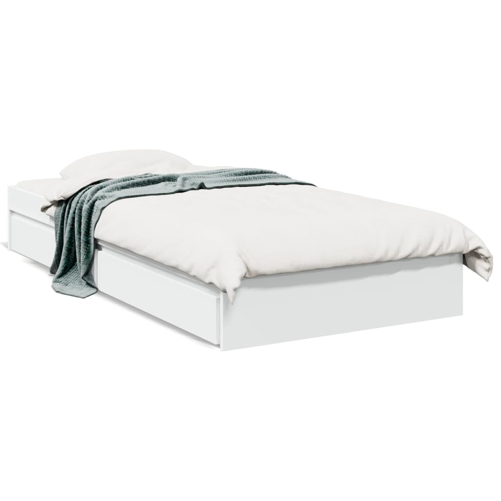 Bed Frame with Drawers without Mattress White 90x190 cm Single
