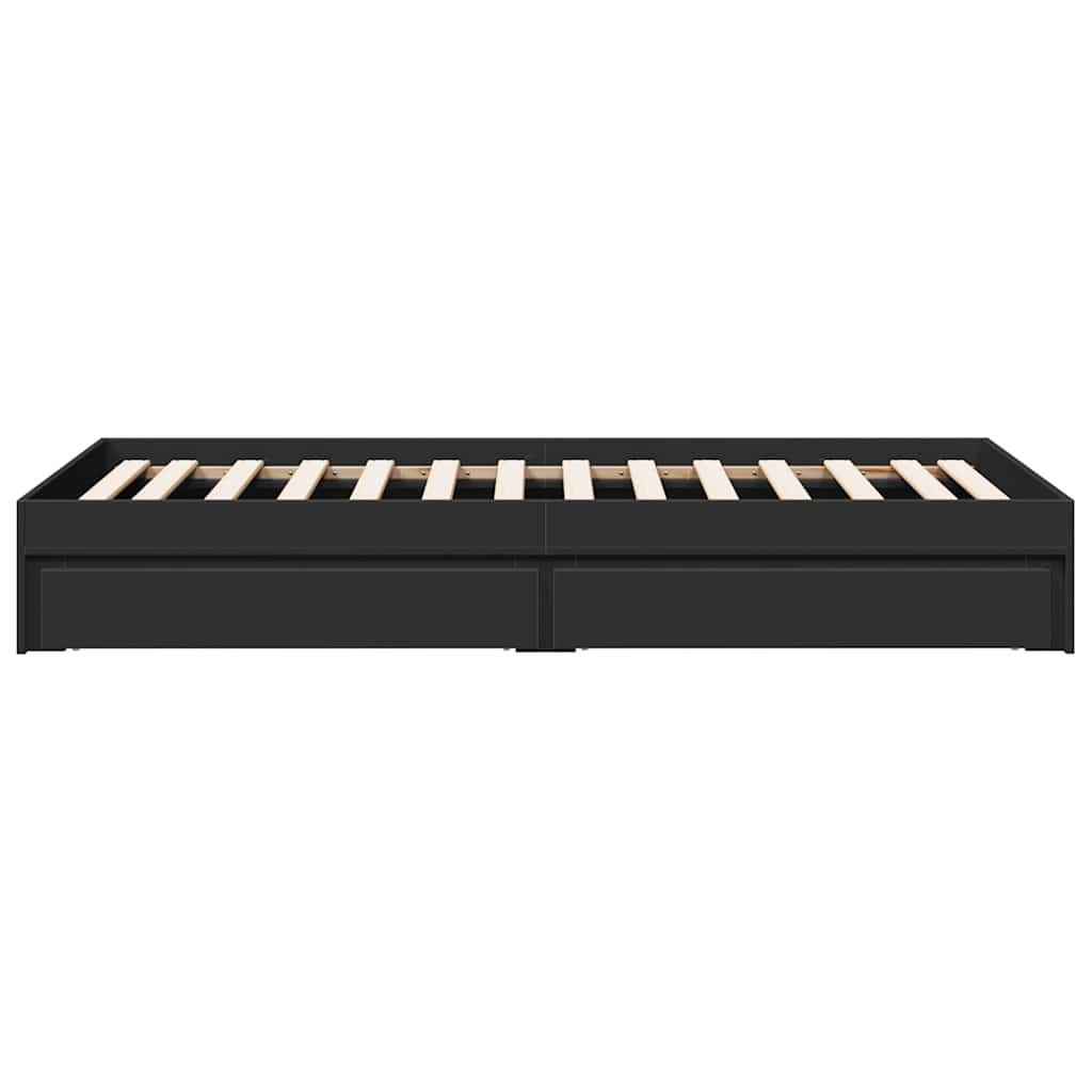 Bed Frame with Drawers without Mattress Black 90x190 cm Single