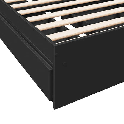 Bed Frame with Drawers without Mattress Black 90x190 cm Single
