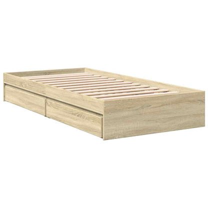 Bed Frame with Drawers without Mattress Sonoma Oak 90x190 cm