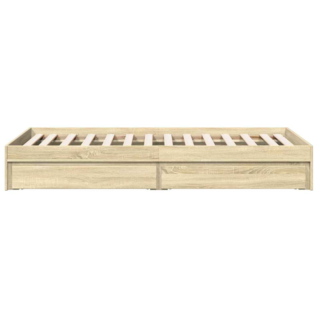 Bed Frame with Drawers without Mattress Sonoma Oak 90x190 cm