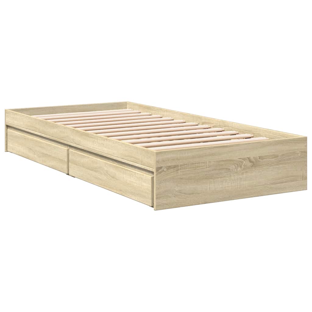 Bed Frame with Drawers without Mattress Sonoma Oak 90x190 cm