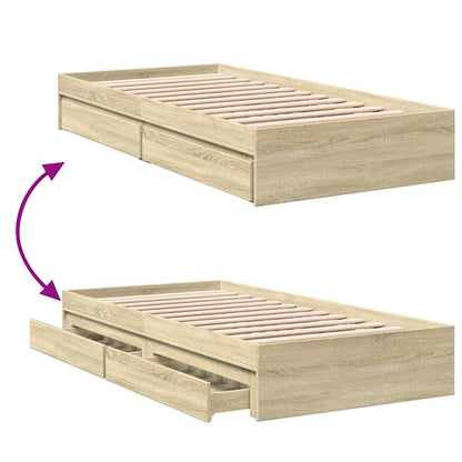 Bed Frame with Drawers without Mattress Sonoma Oak 90x190 cm