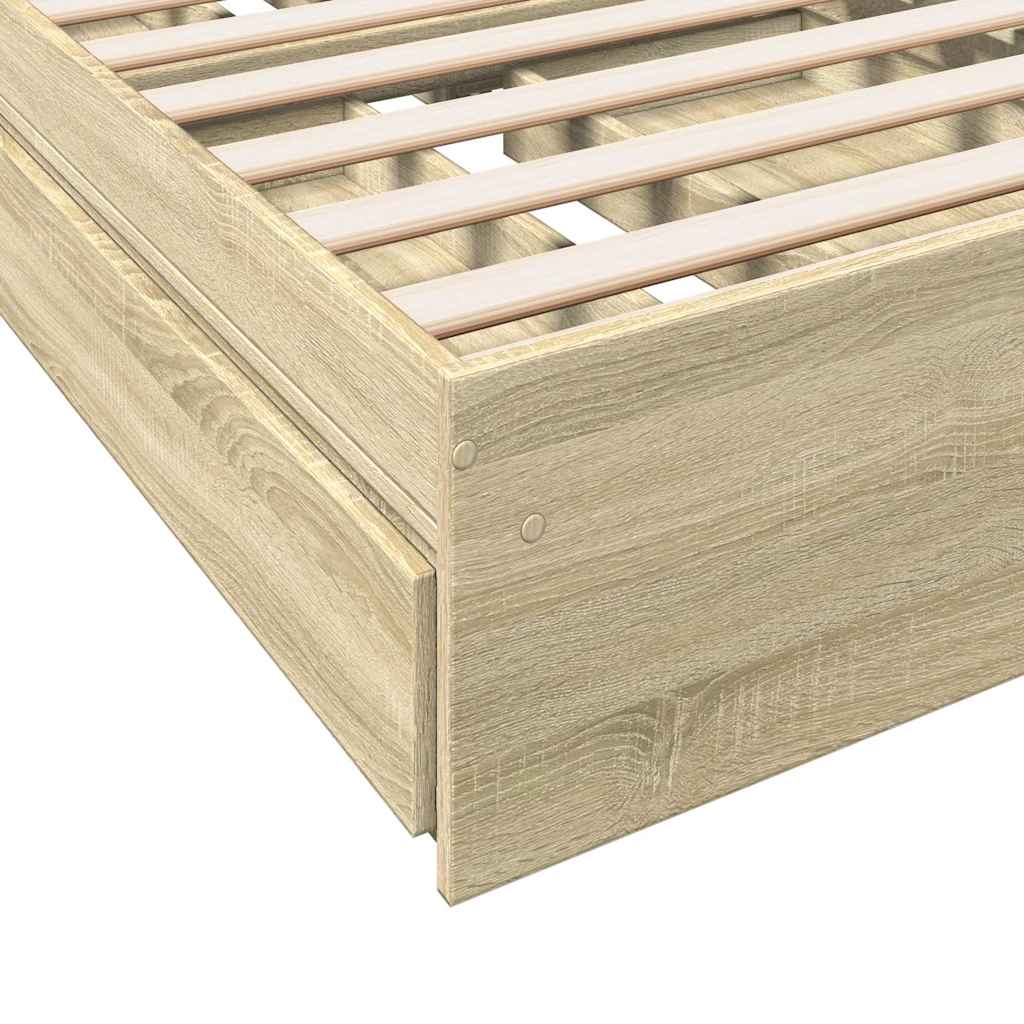 Bed Frame with Drawers without Mattress Sonoma Oak 90x190 cm