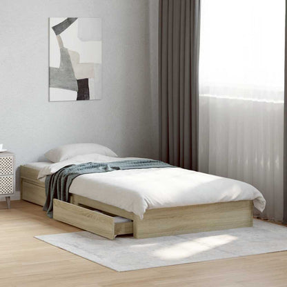 Bed Frame with Drawers without Mattress Sonoma Oak 90x190 cm