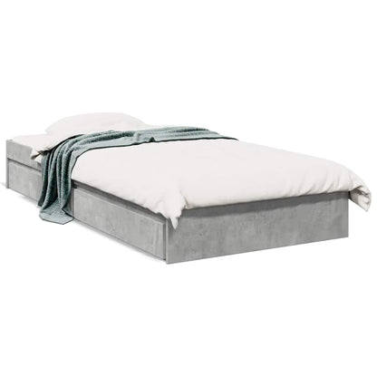 Bed Frame with Drawers without Mattress Concrete Grey 90x190 cm