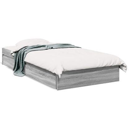 Bed Frame with Drawers without Mattress Grey Sonoma 90x190 cm