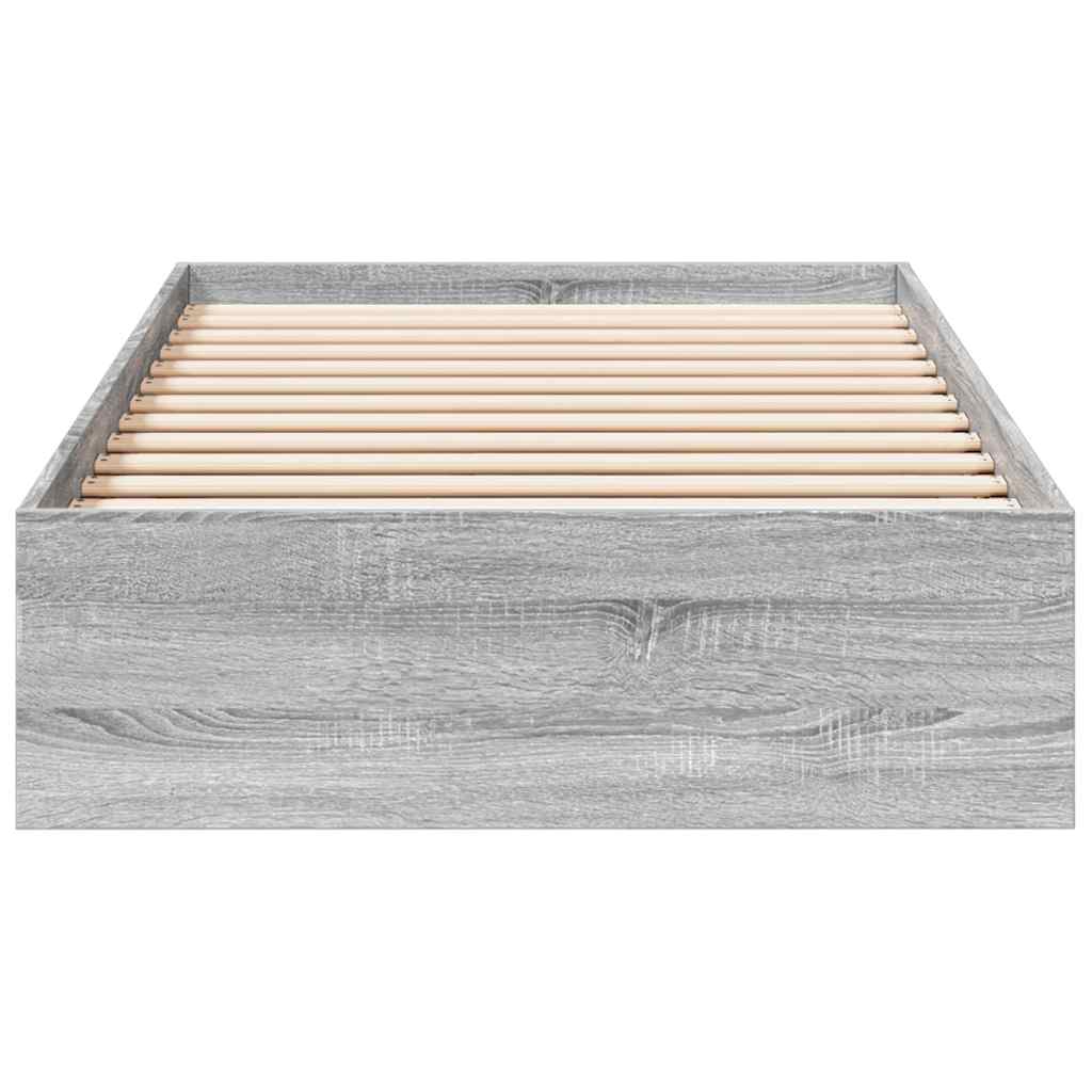 Bed Frame with Drawers without Mattress Grey Sonoma 90x190 cm