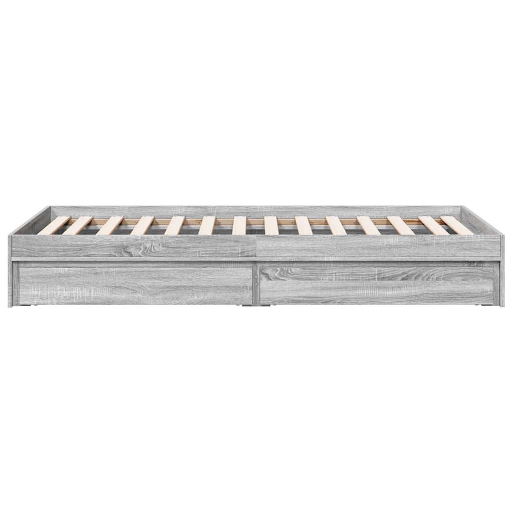 Bed Frame with Drawers without Mattress Grey Sonoma 90x190 cm