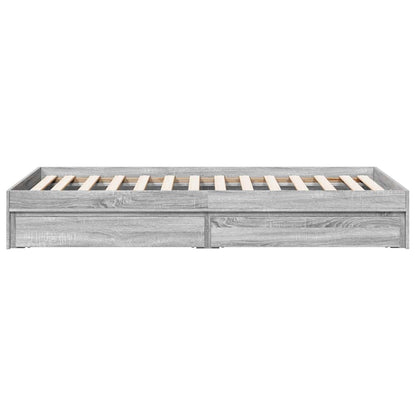 Bed Frame with Drawers without Mattress Grey Sonoma 90x190 cm