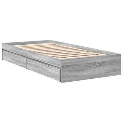 Bed Frame with Drawers without Mattress Grey Sonoma 90x190 cm