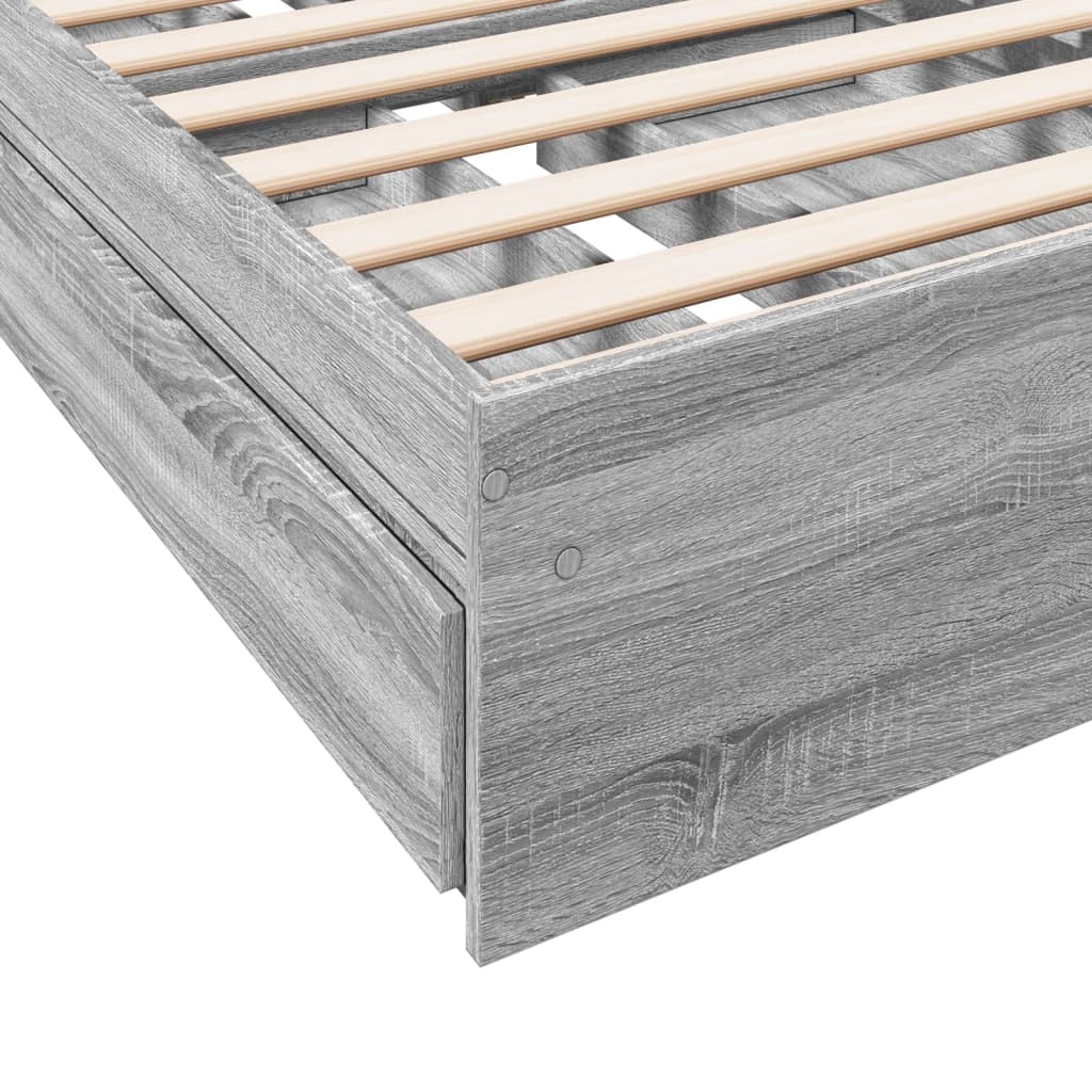 Bed Frame with Drawers without Mattress Grey Sonoma 90x190 cm Single