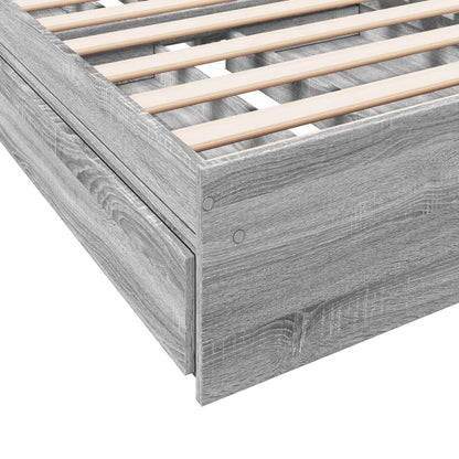 Bed Frame with Drawers without Mattress Grey Sonoma 90x190 cm Single