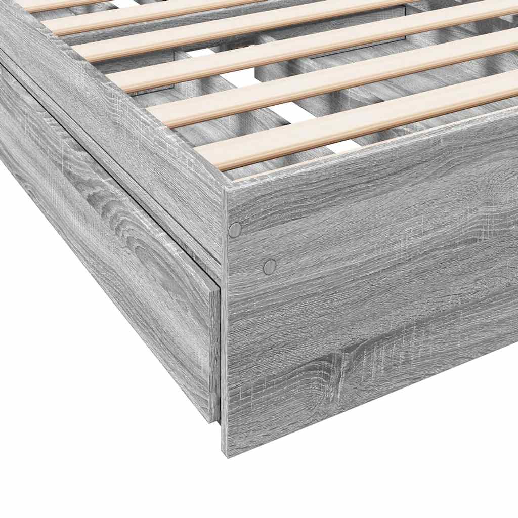 Bed Frame with Drawers without Mattress Grey Sonoma 90x190 cm