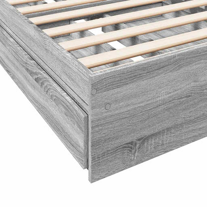 Bed Frame with Drawers without Mattress Grey Sonoma 90x190 cm