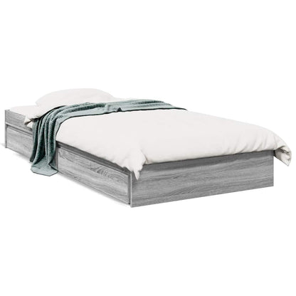 Bed Frame with Drawers without Mattress Grey Sonoma 75x190 cm