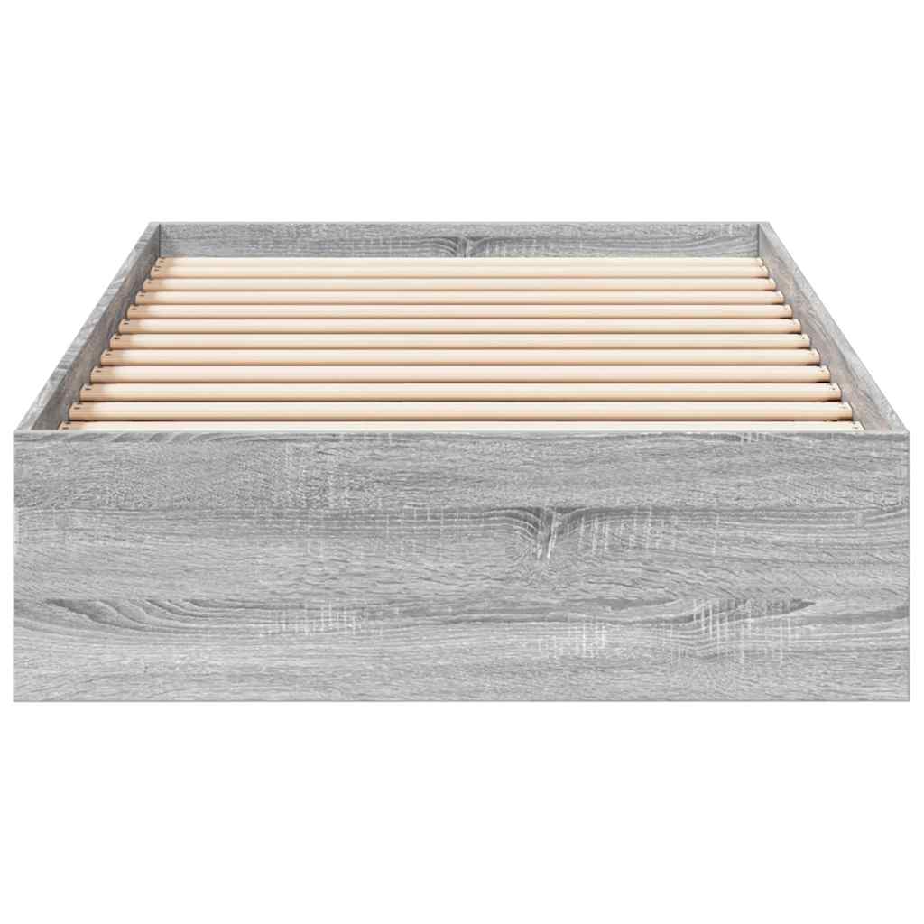 Bed Frame with Drawers without Mattress Grey Sonoma 75x190 cm