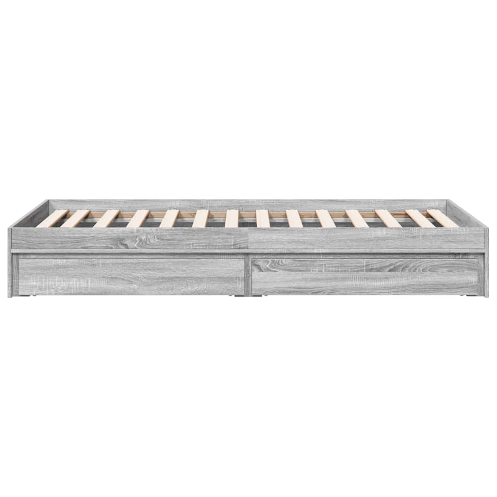 Bed Frame with Drawers without Mattress Grey Sonoma 75x190 cm