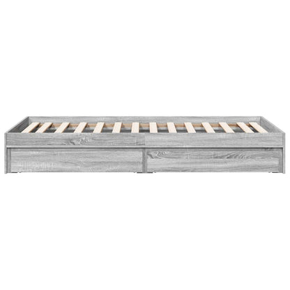 Bed Frame with Drawers without Mattress Grey Sonoma 75x190 cm