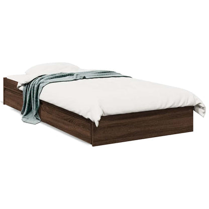 Bed Frame with Drawers without Mattress Brown Oak 75x190 cm