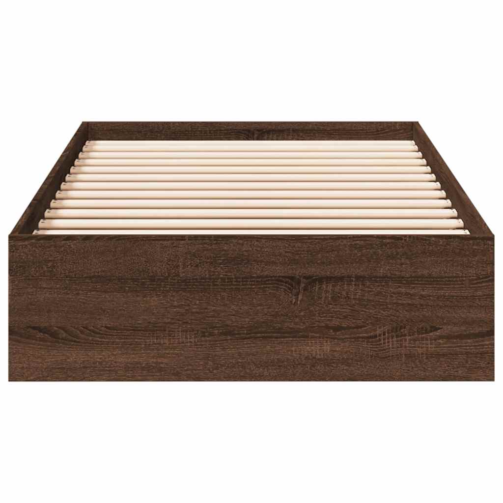 Bed Frame with Drawers without Mattress Brown Oak 75x190 cm