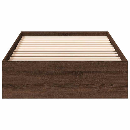 Bed Frame with Drawers without Mattress Brown Oak 75x190 cm