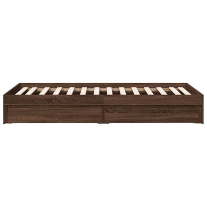 Bed Frame with Drawers without Mattress Brown Oak 75x190 cm